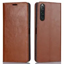 Sony Xperia 10 V Genuine Leather Wallet Case Brown