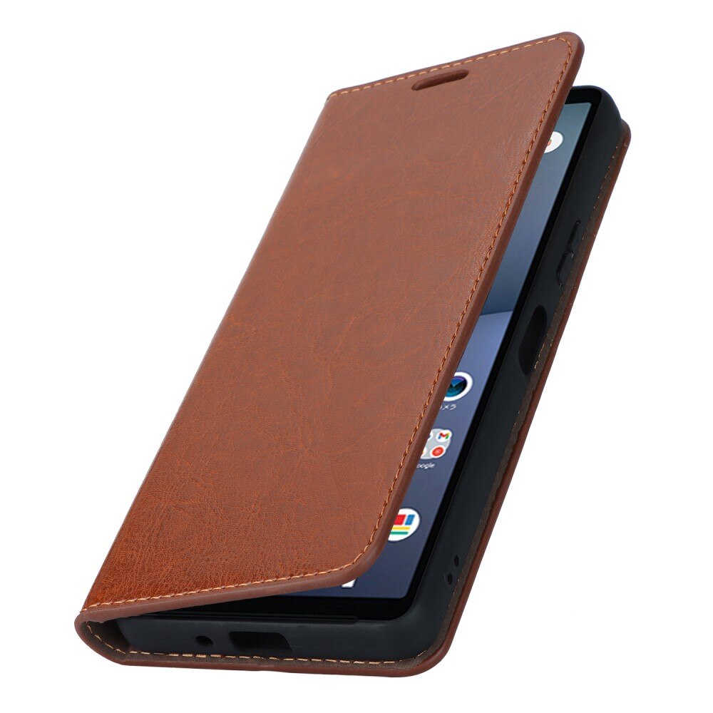 Sony Xperia 10 V Genuine Leather Wallet Case Brown