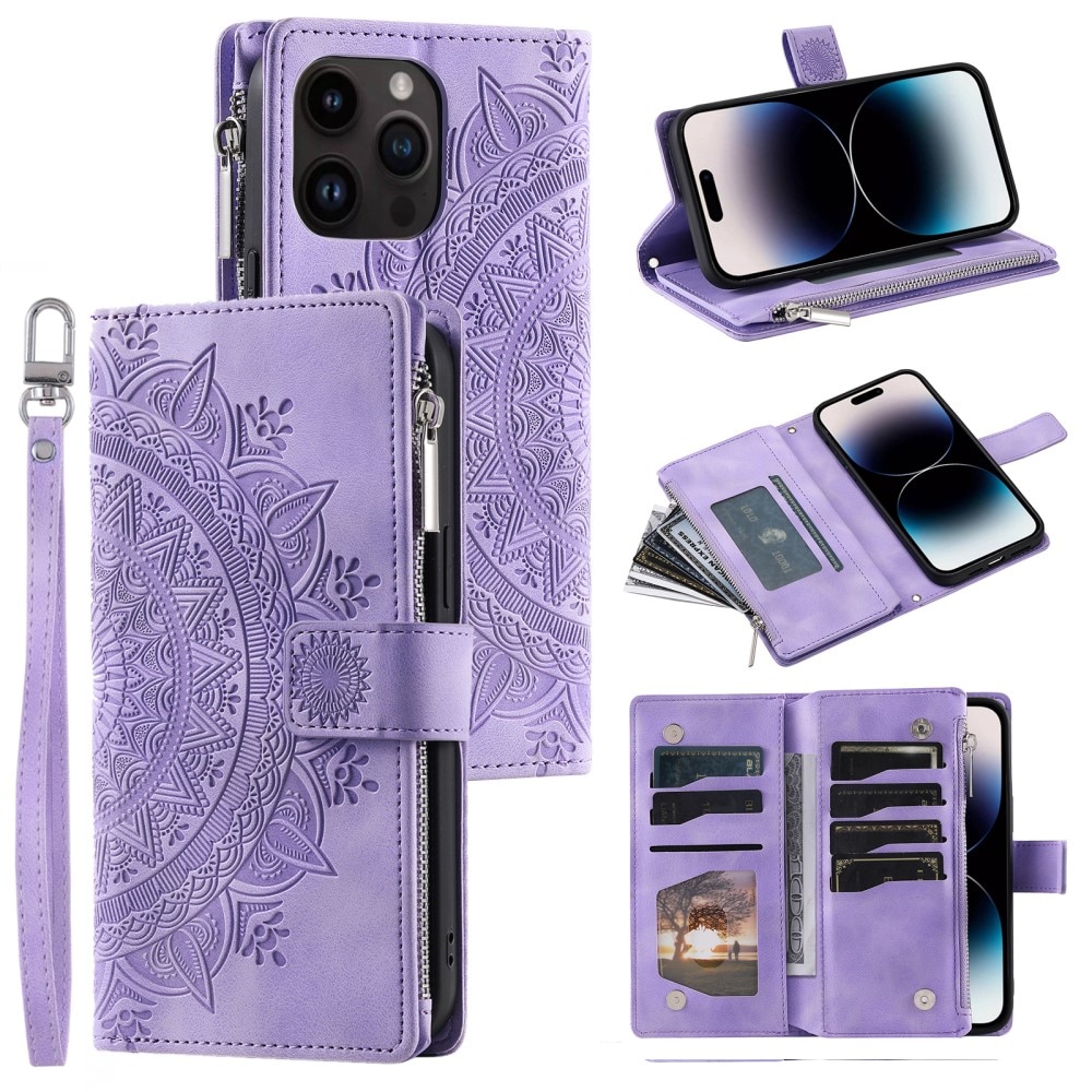 iPhone 15 Pro Wallet/Purse Mandala Purple