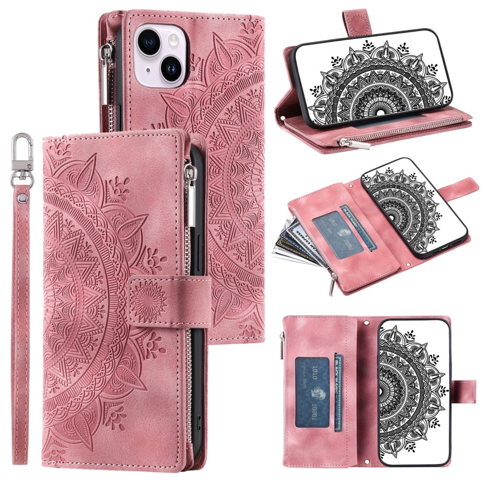 iPhone 15 Wallet/Purse Mandala Pink
