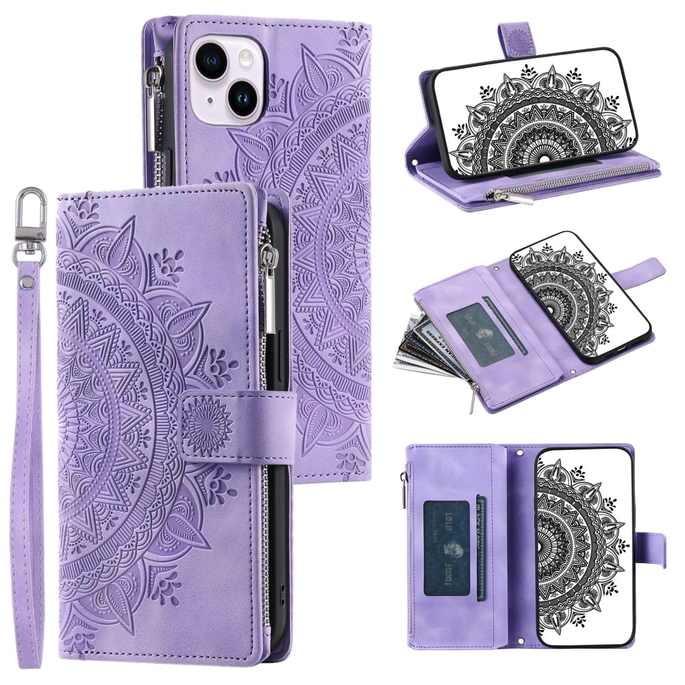 iPhone 15 Wallet/Purse Mandala Purple