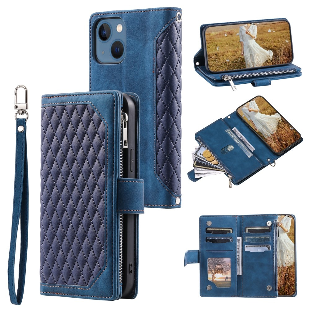 iPhone 15 Plus Wallet/Purse Quilted Blue