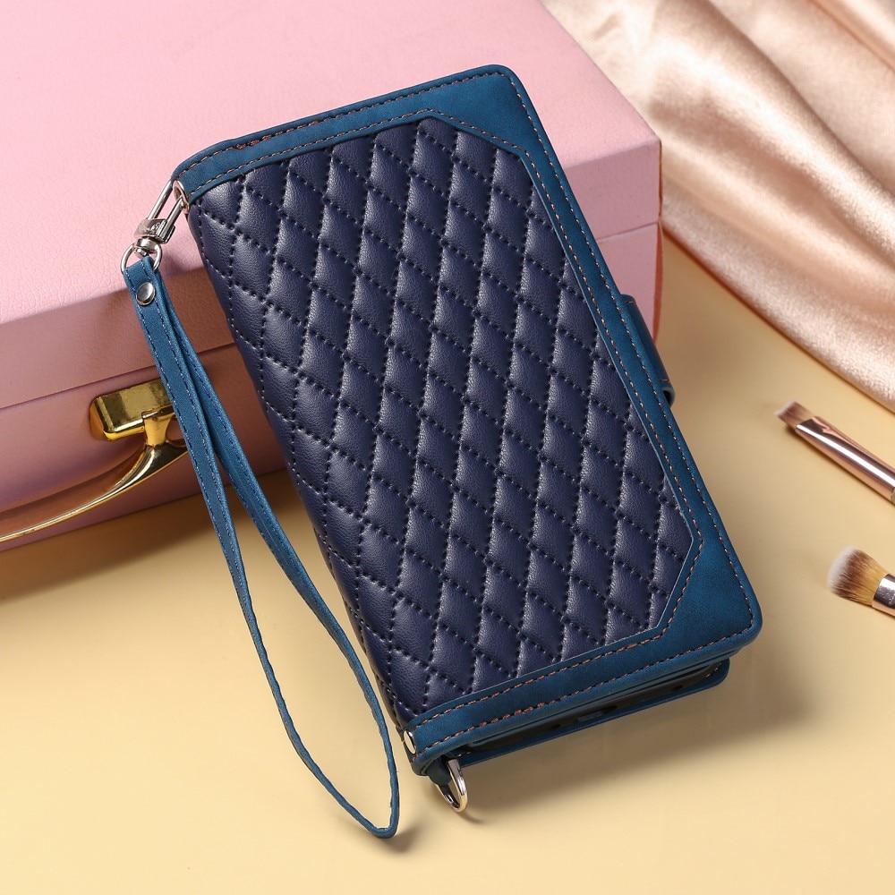 iPhone 15 Plus Wallet/Purse Quilted Blue