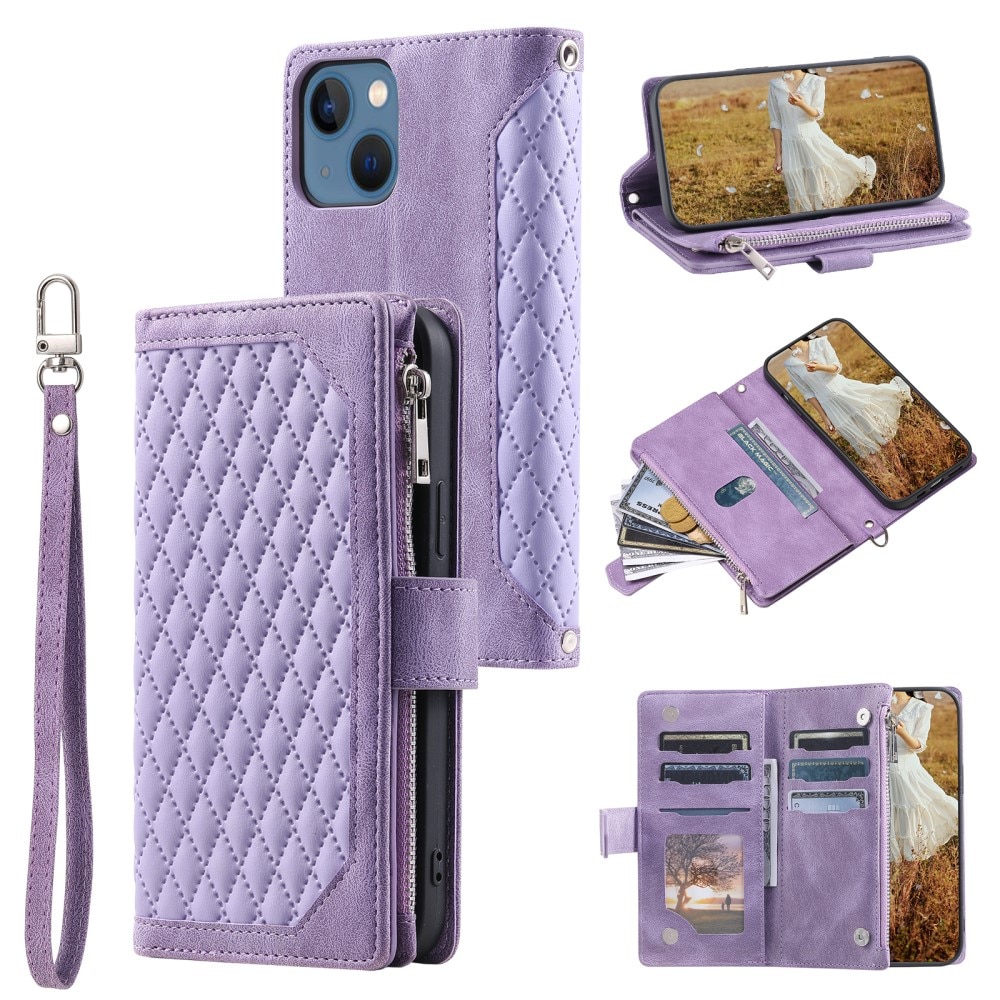 iPhone 15 Plus Wallet/Purse Quilted Purple