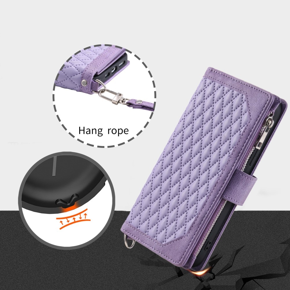 iPhone 15 Plus Wallet/Purse Quilted Purple