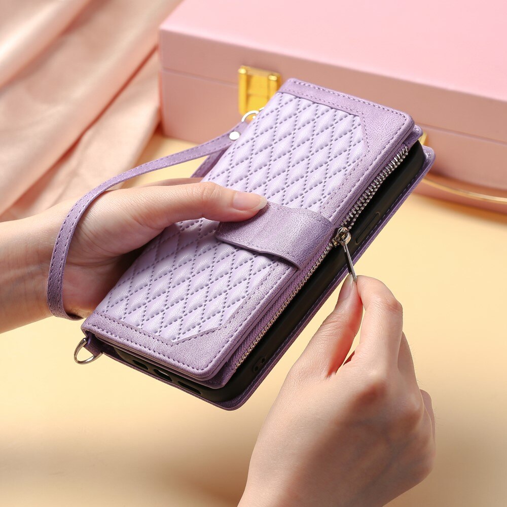 iPhone 15 Plus Wallet/Purse Quilted Purple