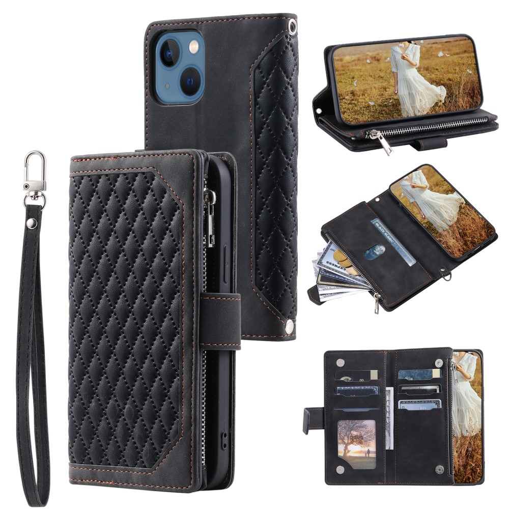 iPhone 15 Plus Wallet/Purse Quilted Black