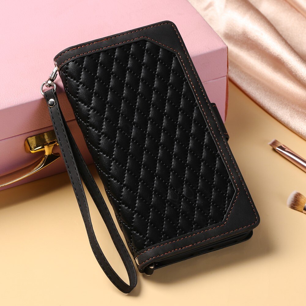 iPhone 15 Plus Wallet/Purse Quilted Black