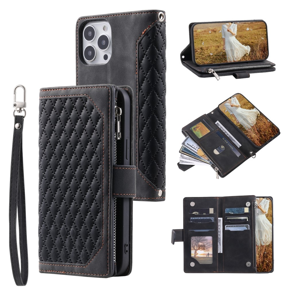 iPhone 15 Pro Max Wallet/Purse Quilted Black