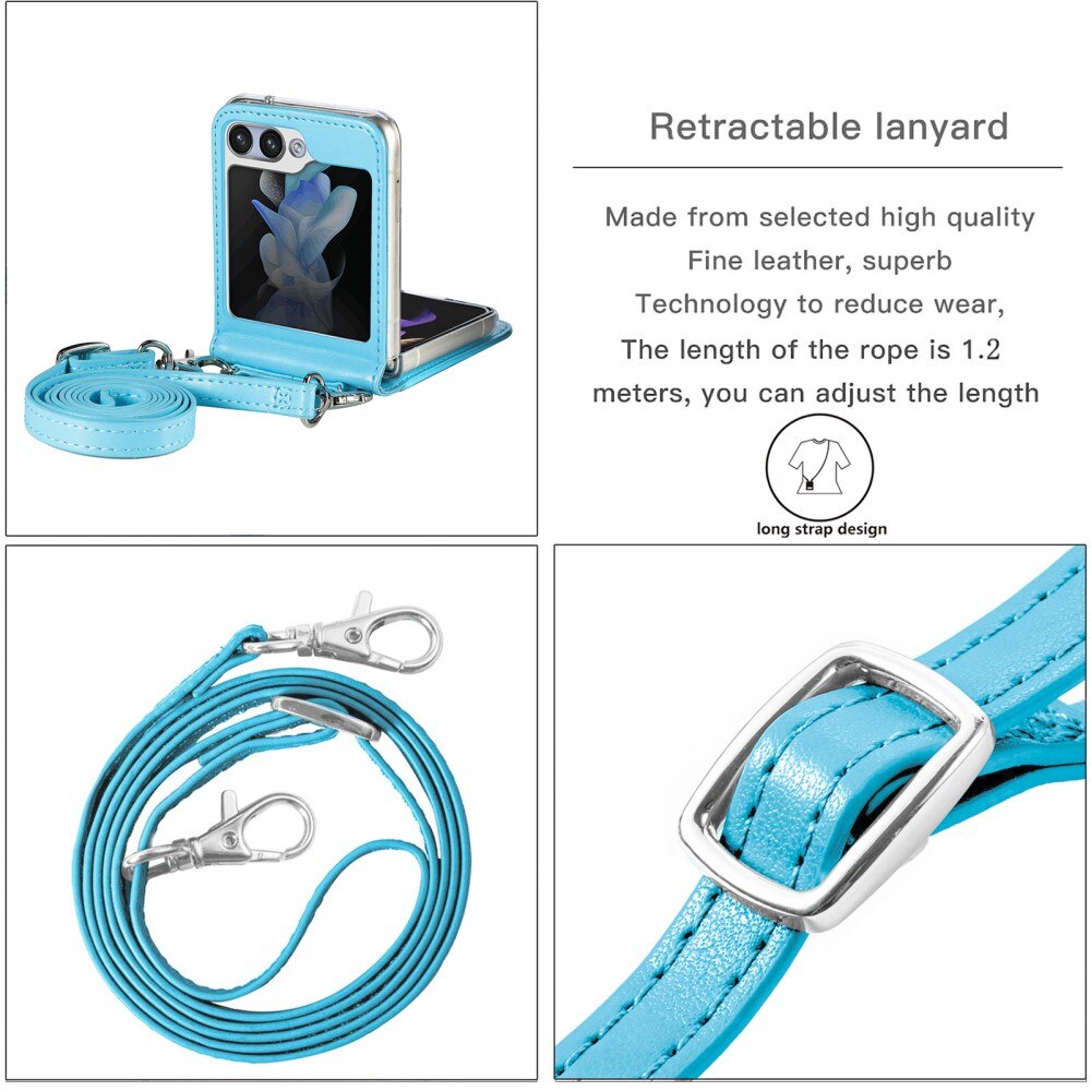 Samsung Galaxy Z Flip 5 Leather Cover Imprinted Butterflies Blue