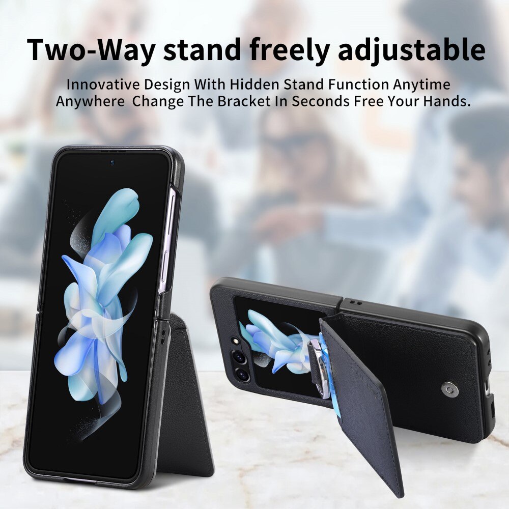 Samsung Galaxy Z Flip 5 Case with Ring Holder + Card Slot Black