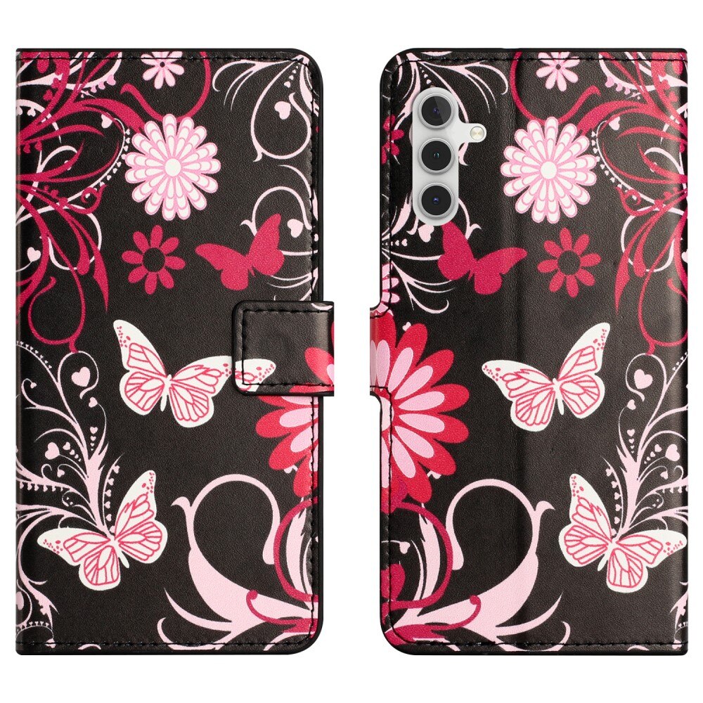 Samsung Galaxy S23 FE Wallet Case Black Butterfly