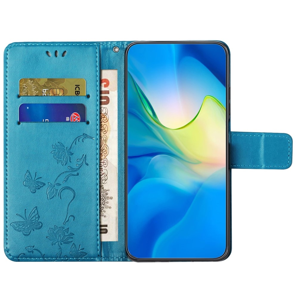 Samsung Galaxy S23 FE Leather Cover Imprinted Butterflies Blue