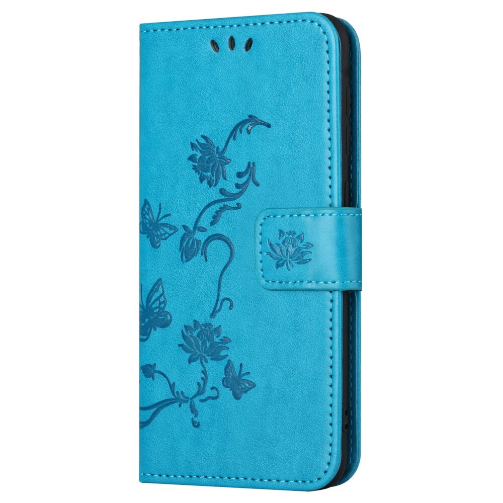 Samsung Galaxy S23 FE Leather Cover Imprinted Butterflies Blue