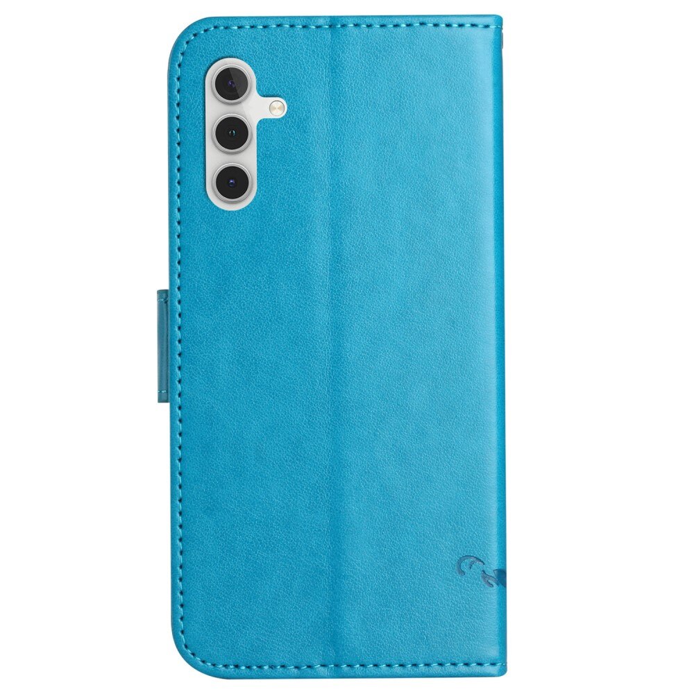 Samsung Galaxy S23 FE Leather Cover Imprinted Butterflies Blue