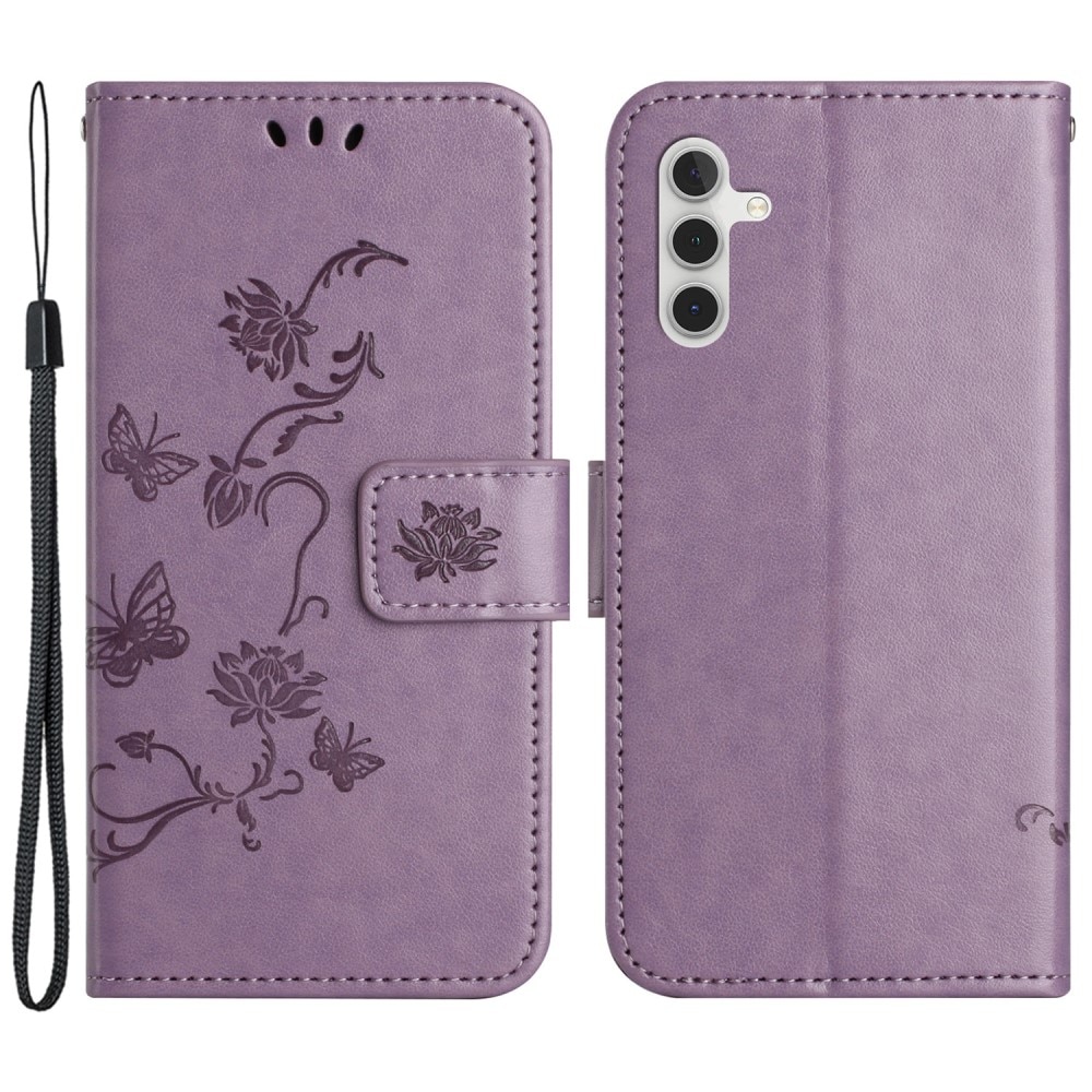 Samsung Galaxy S23 FE Leather Cover Imprinted Butterflies Purple