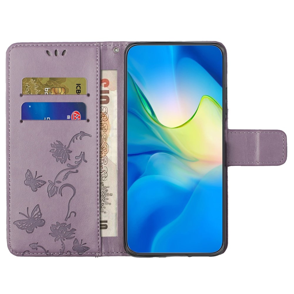 Samsung Galaxy S23 FE Leather Cover Imprinted Butterflies Purple