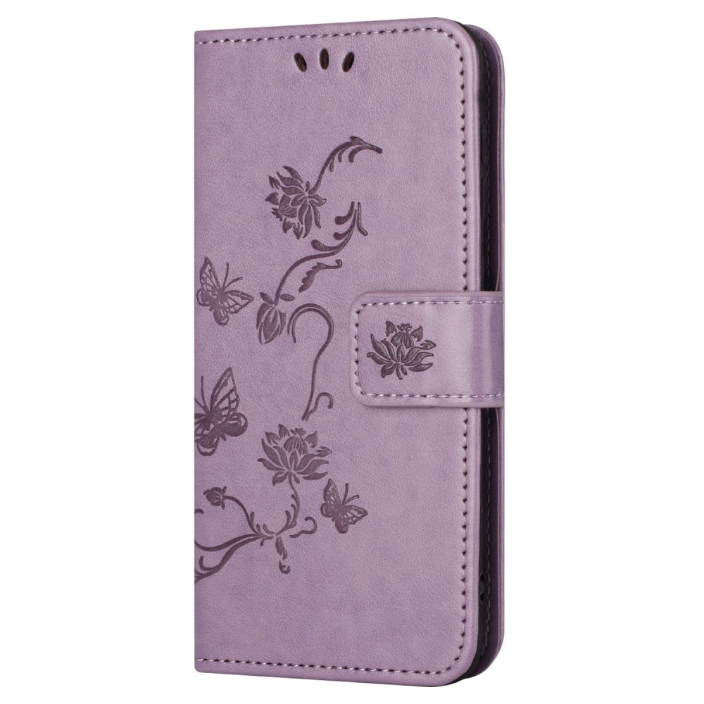 Samsung Galaxy S23 FE Leather Cover Imprinted Butterflies Purple