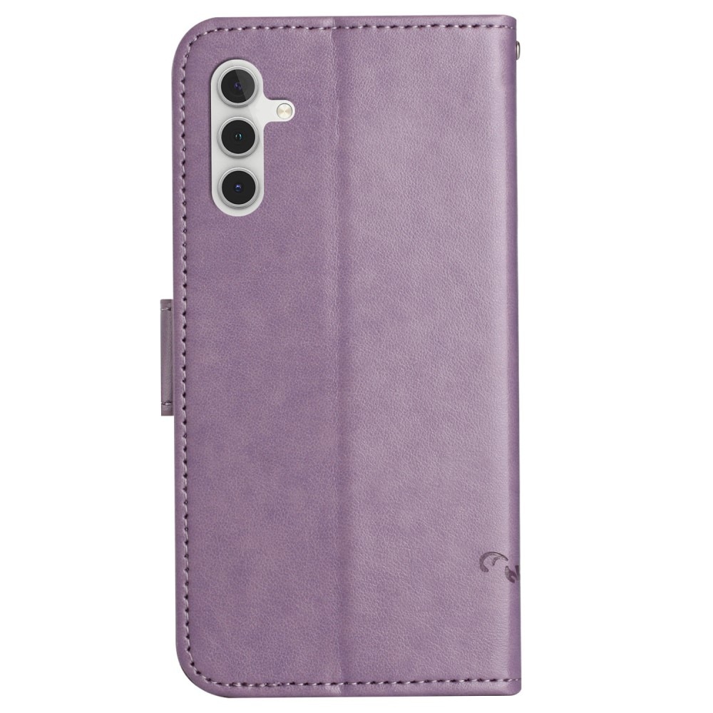 Samsung Galaxy S23 FE Leather Cover Imprinted Butterflies Purple