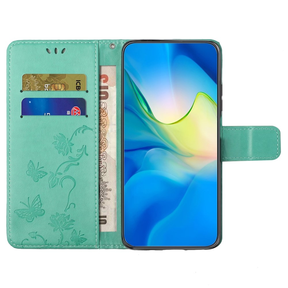 Samsung Galaxy S23 FE Leather Cover Imprinted Butterflies Green