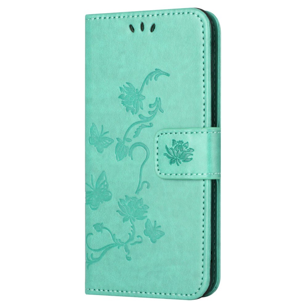 Samsung Galaxy S23 FE Leather Cover Imprinted Butterflies Green