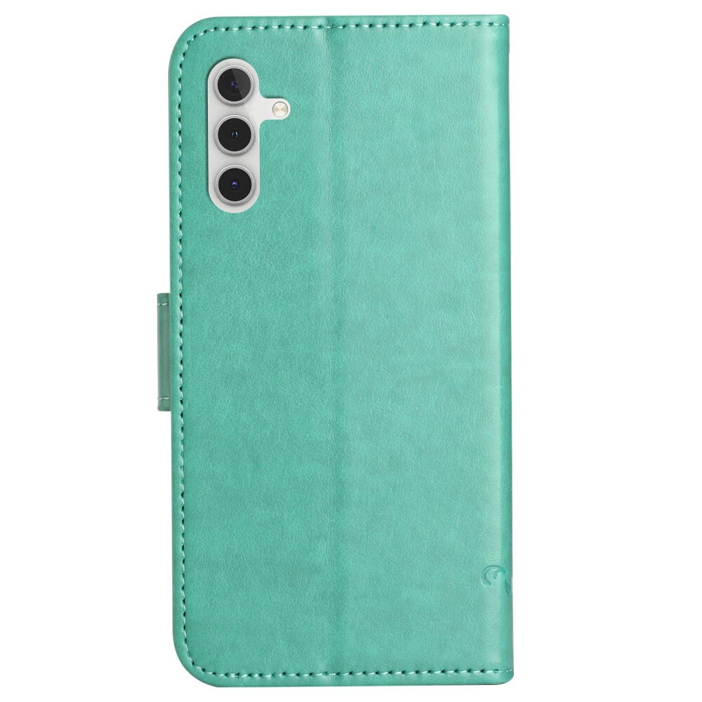 Samsung Galaxy S23 FE Leather Cover Imprinted Butterflies Green