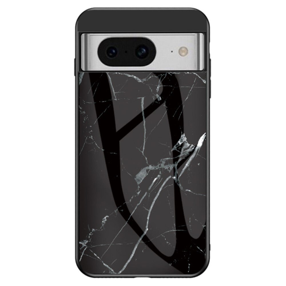 Google Pixel 8 Tempered Glass Case Black Marble