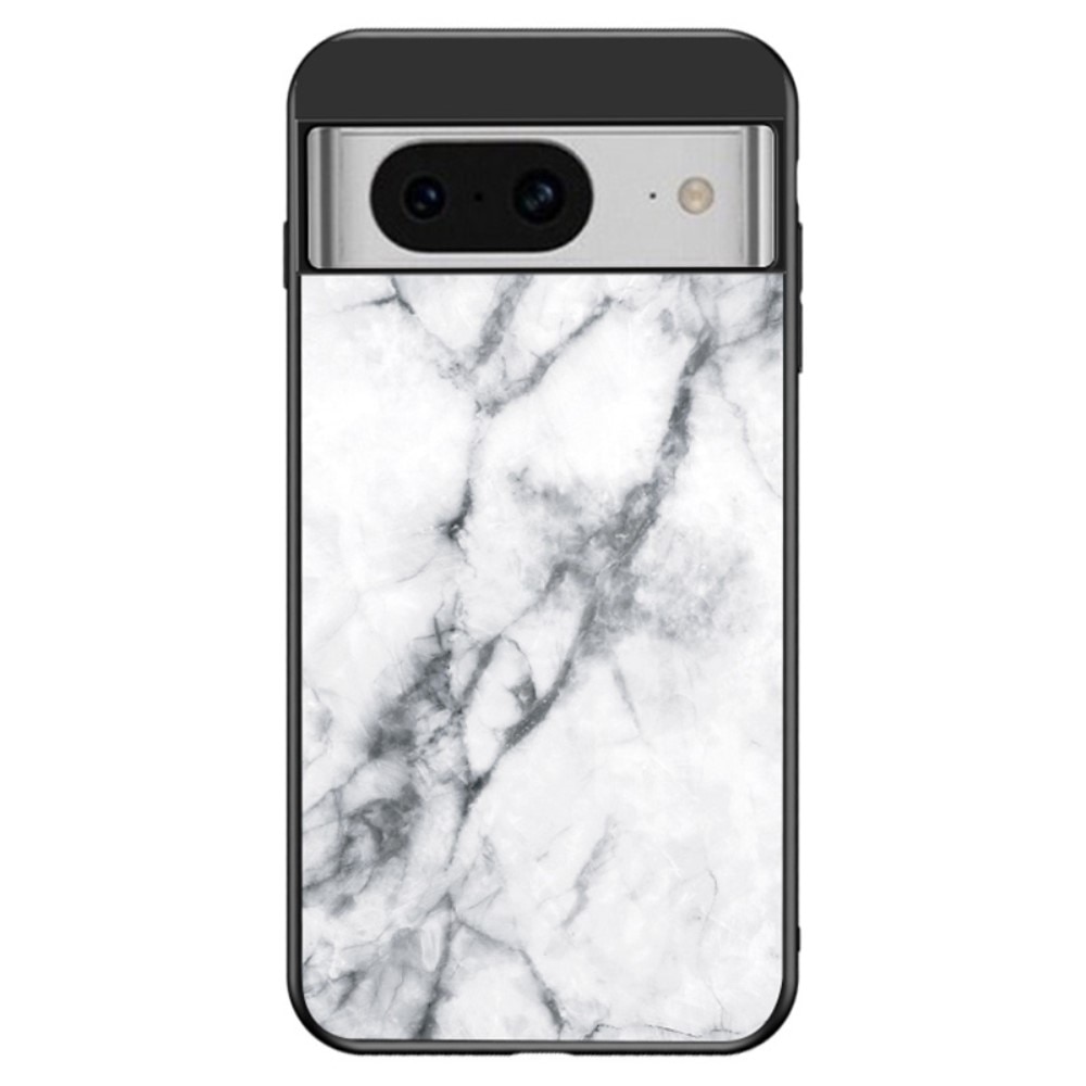 Google Pixel 8 Tempered Glass Case White Marble
