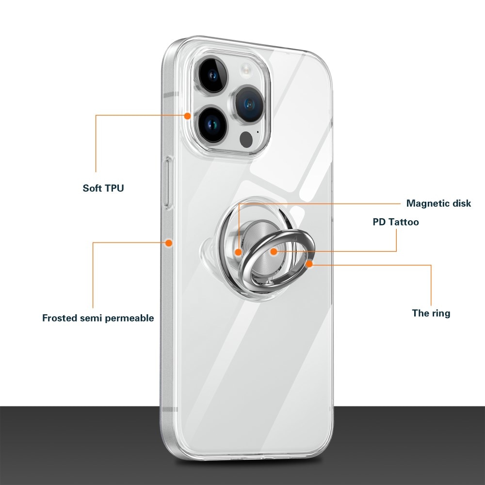 iPhone 15 Pro Finger Ring Kickstand Case Transparant