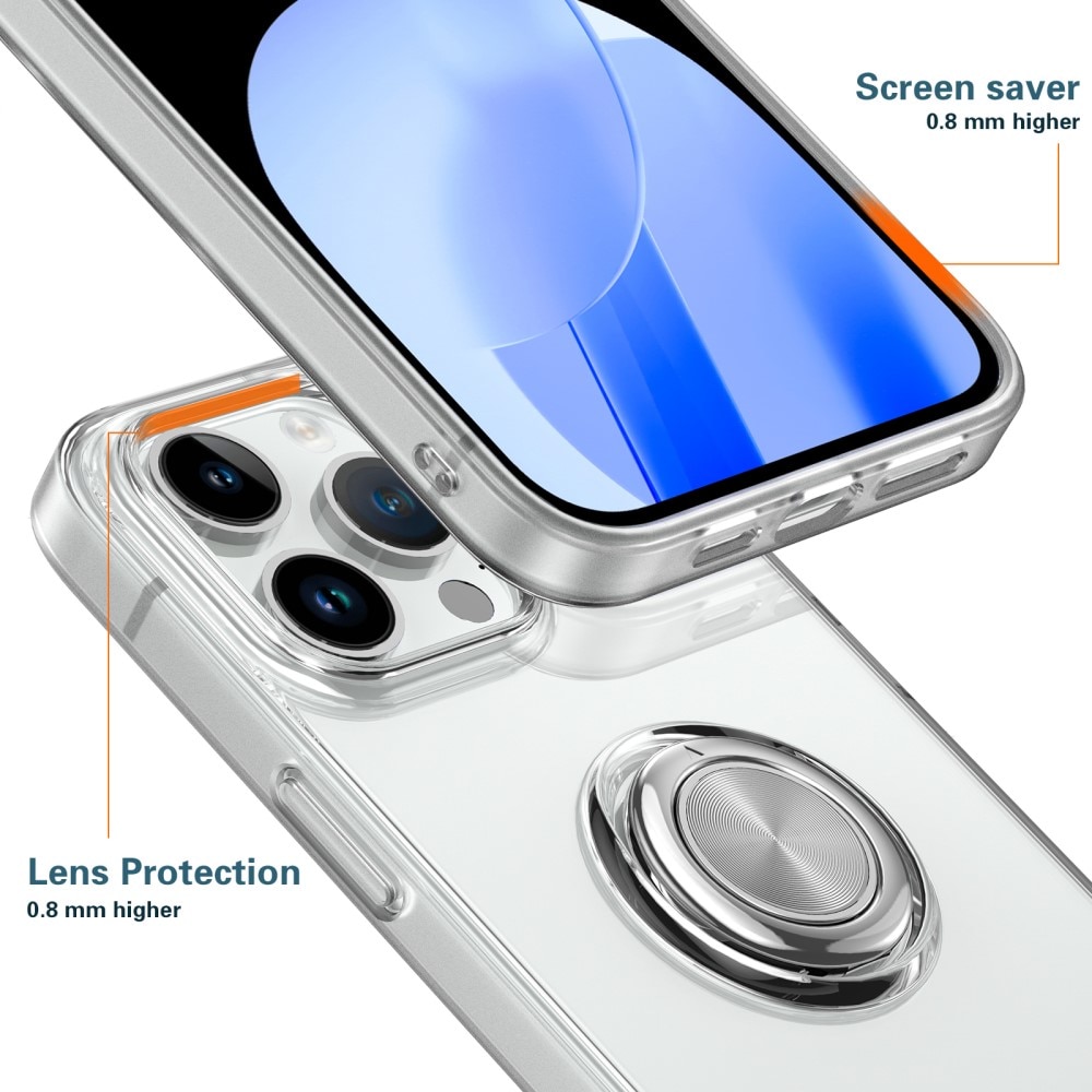 iPhone 15 Plus Finger Ring Kickstand Case Transparant