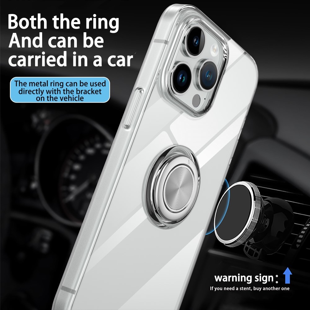 iPhone 15 Plus Finger Ring Kickstand Case Transparant