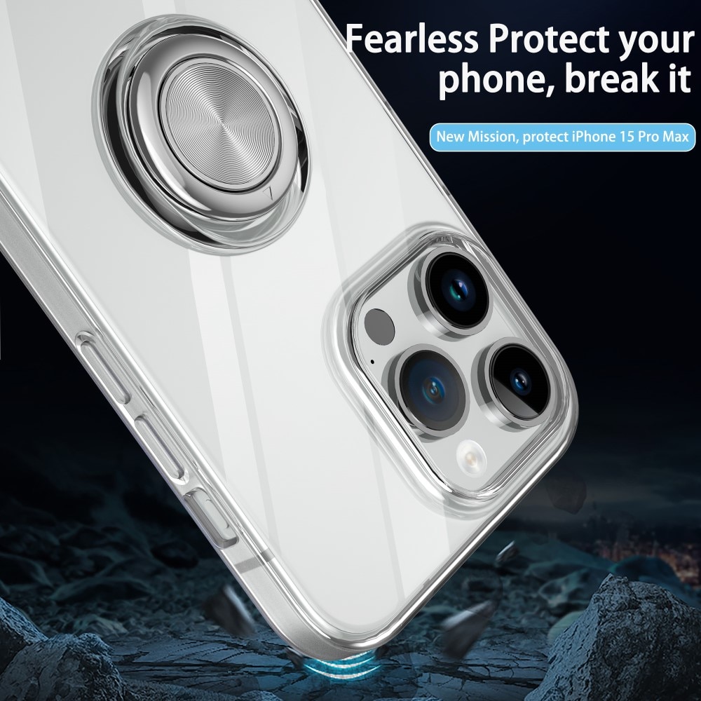 iPhone 15 Pro Max Finger Ring Kickstand Case Transparant