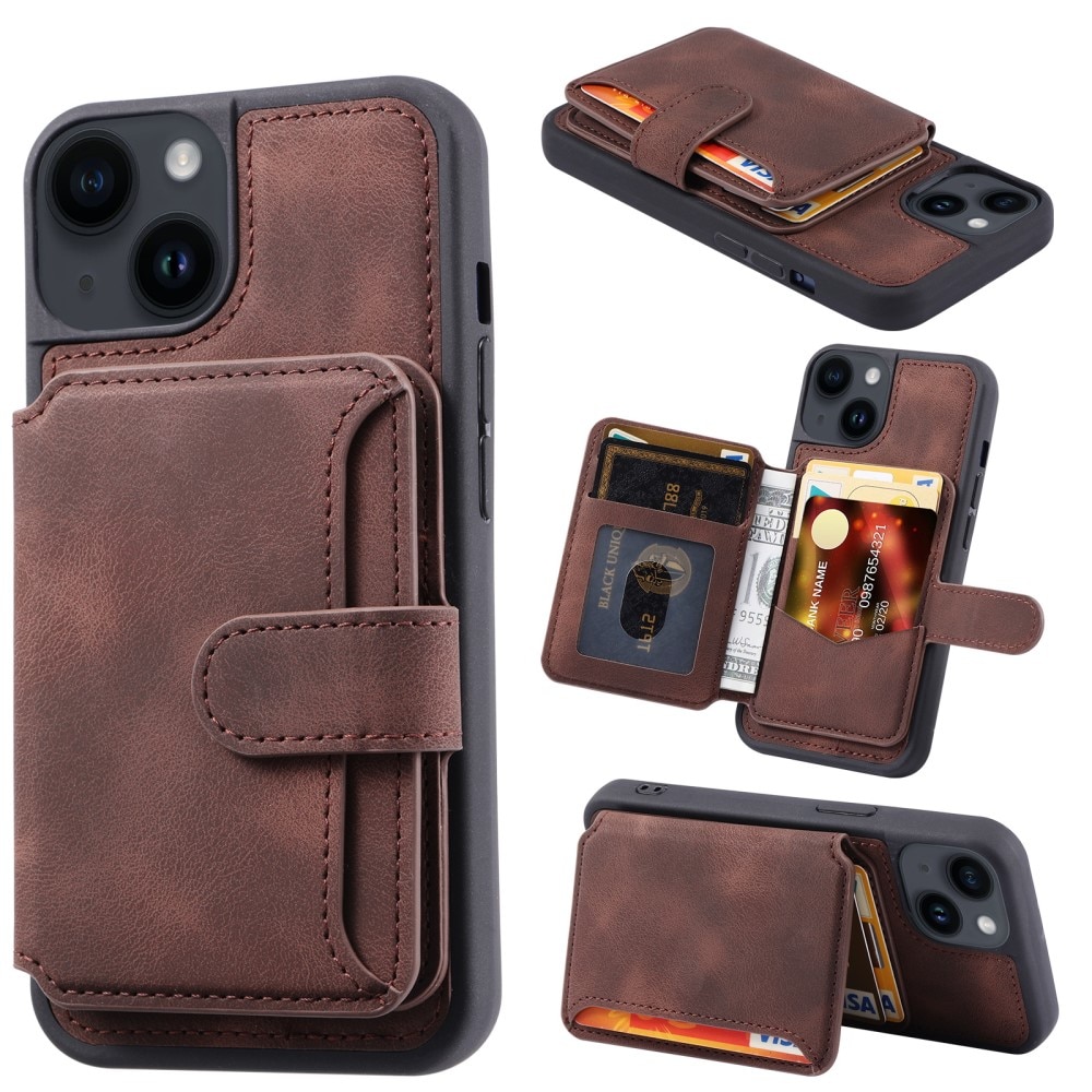 iPhone 15 Plus RFID blocking Multi-slot Cover Brown