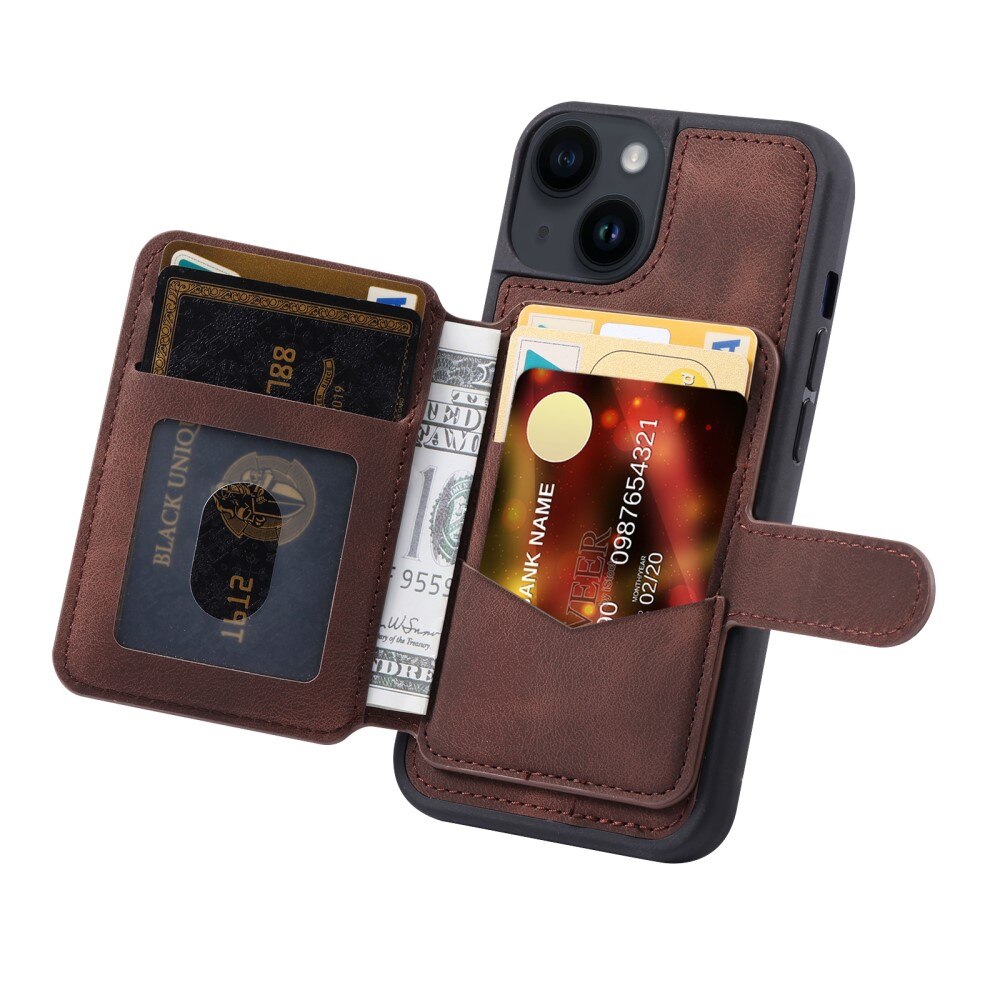 iPhone 15 Plus RFID blocking Multi-slot Cover Brown