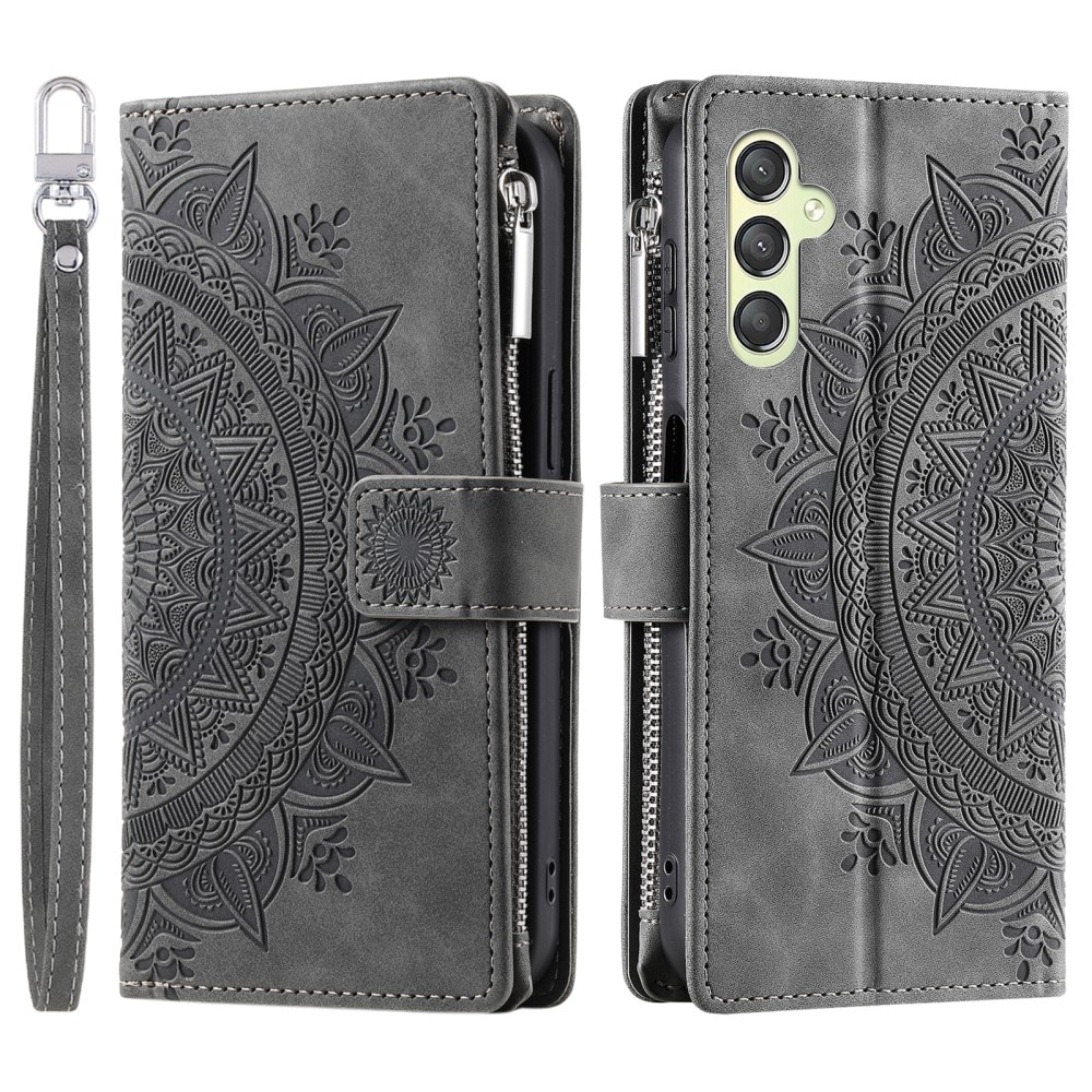 Samsung Galaxy S23 FE Wallet/Purse Mandala Grey