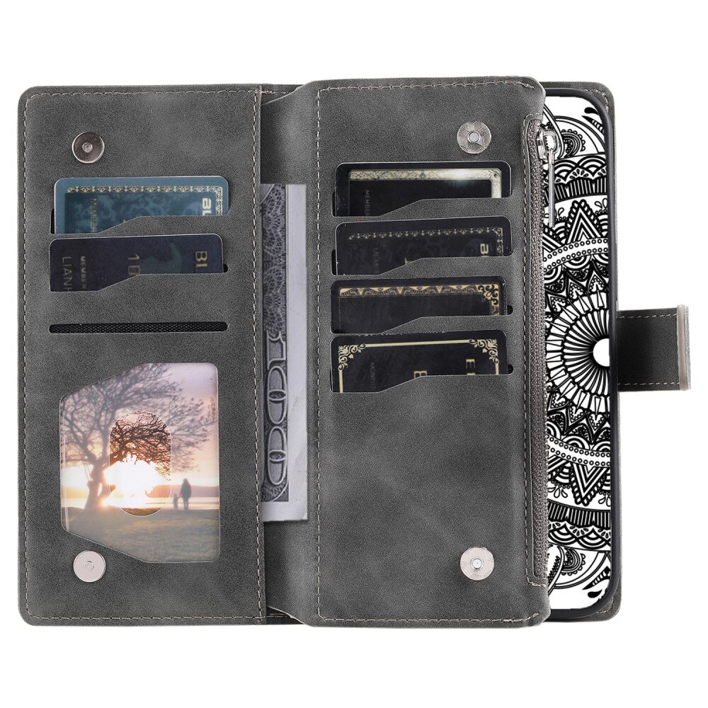 Samsung Galaxy S23 FE Wallet/Purse Mandala Grey