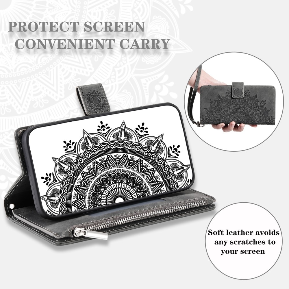 Samsung Galaxy S23 FE Wallet/Purse Mandala Grey