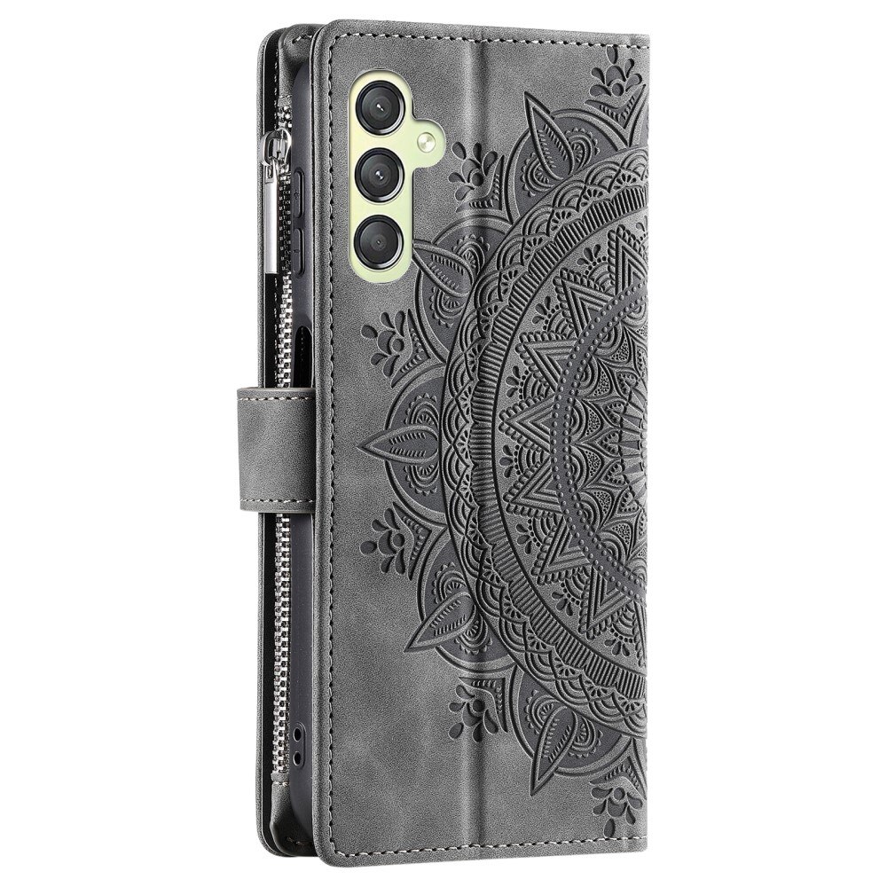 Samsung Galaxy S23 FE Wallet/Purse Mandala Grey