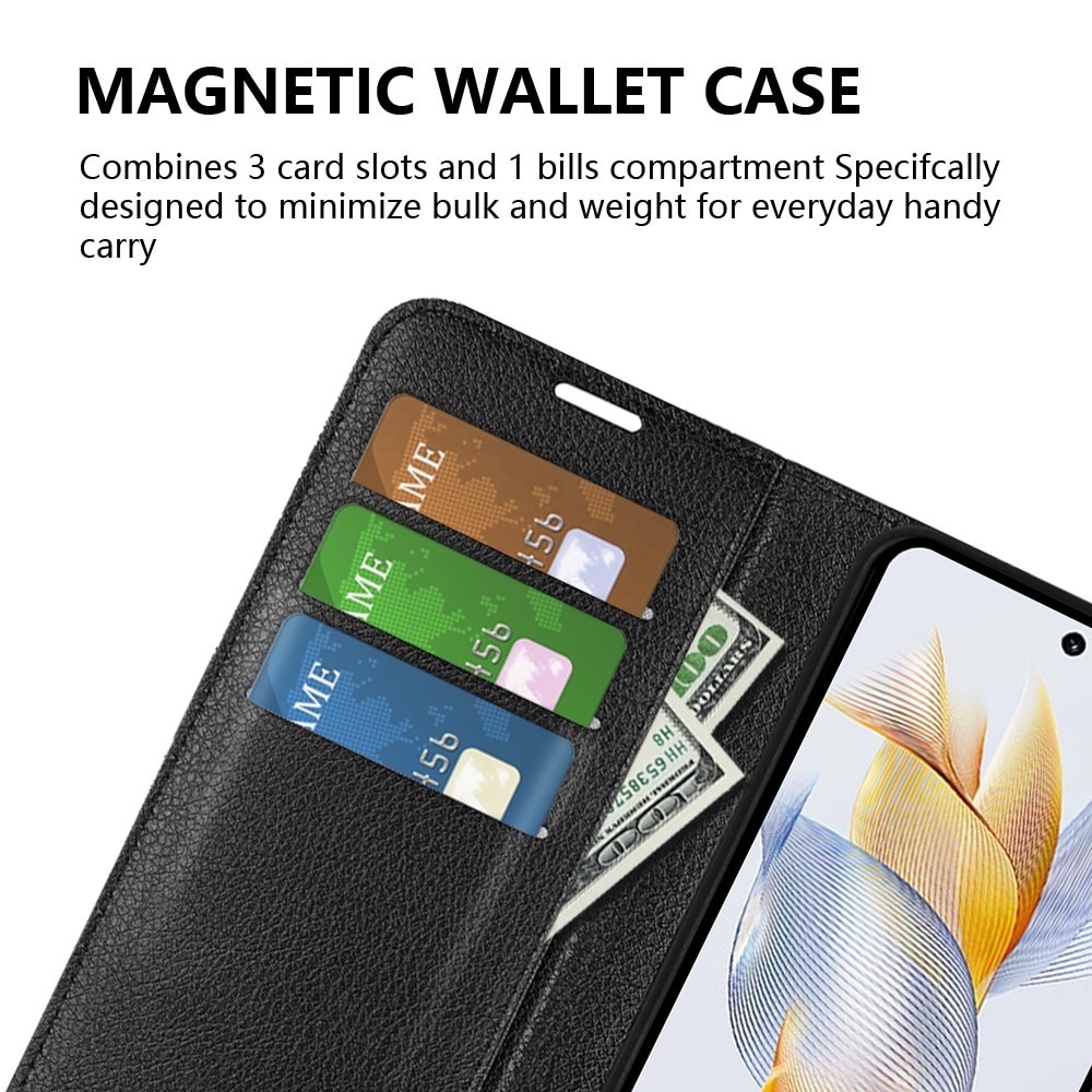 Honor 90 Wallet Book Cover Black