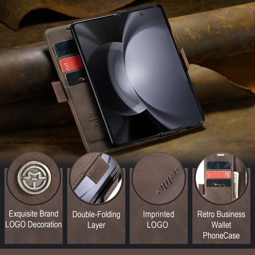 Samsung Galaxy Z Fold 5 Slim Wallet Case Brown