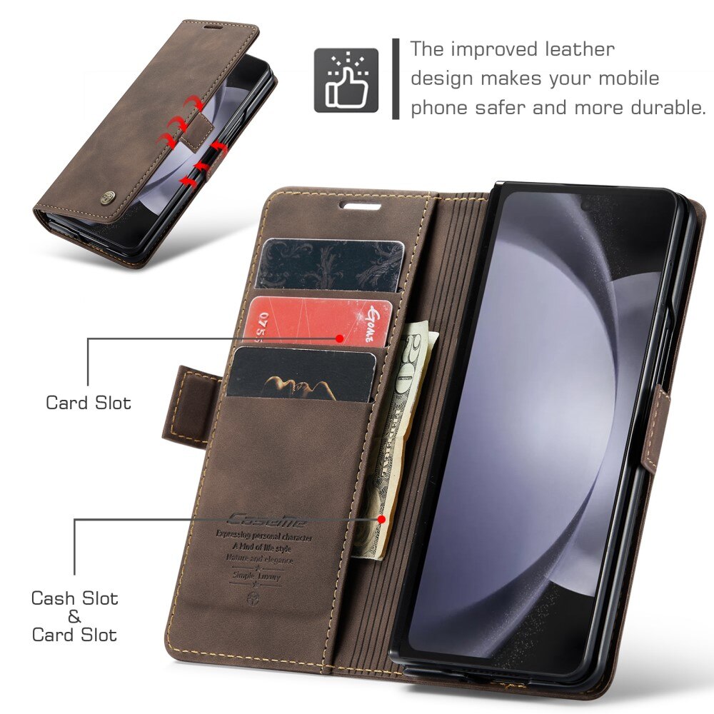 Samsung Galaxy Z Fold 5 Slim Wallet Case Brown