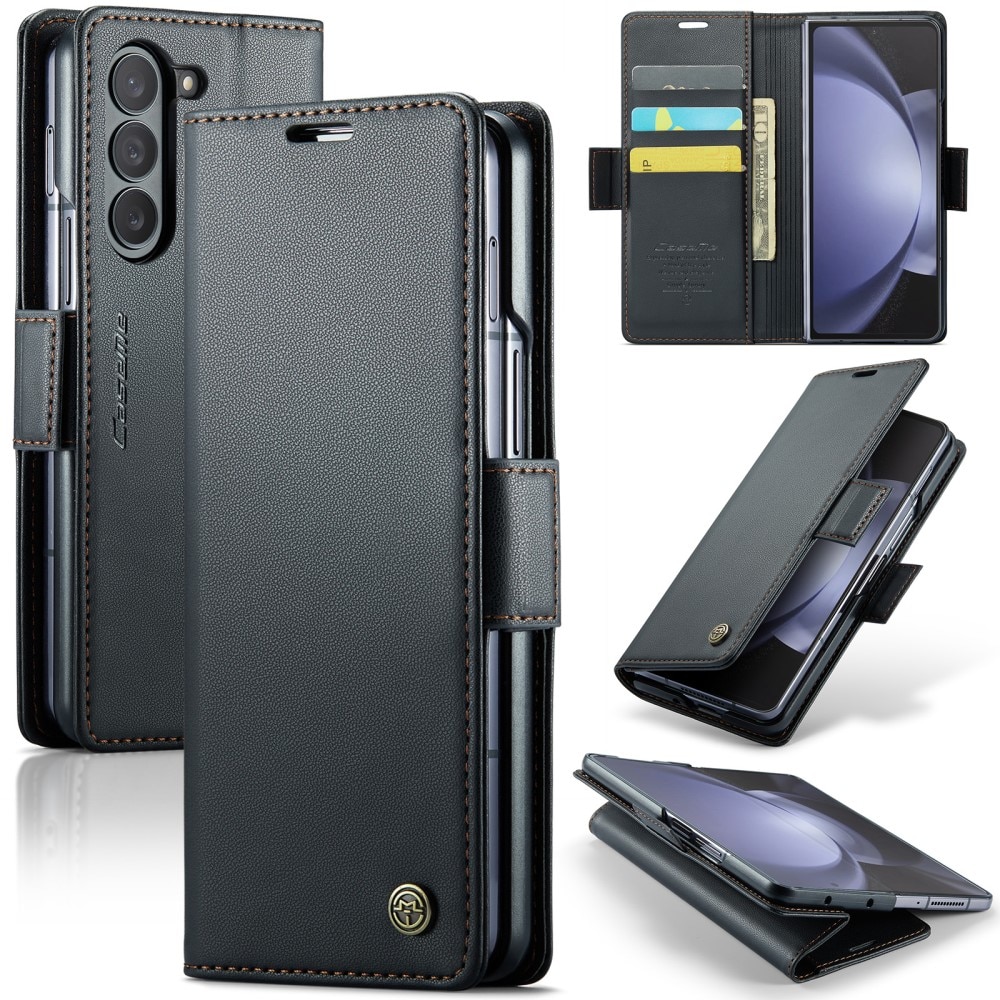 Samsung Galaxy Z Fold 6 RFID blocking Slim Wallet Case Black