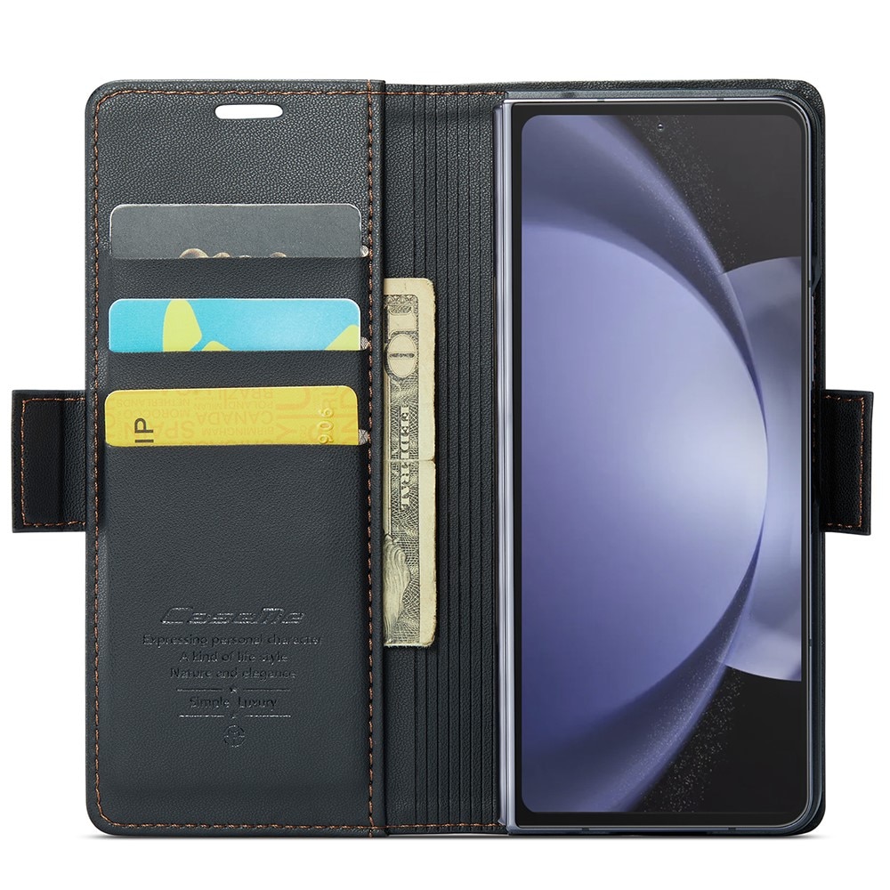 Samsung Galaxy Z Fold 5 RFID blocking Slim Wallet Case Black