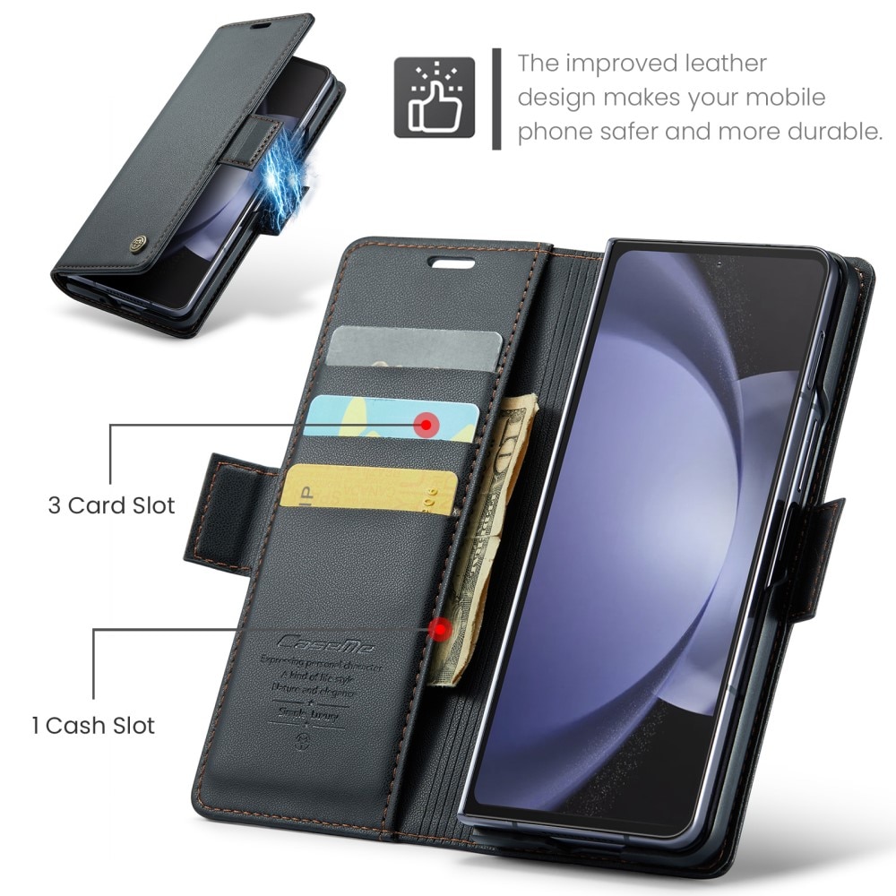 Samsung Galaxy Z Fold 5 RFID blocking Slim Wallet Case Black