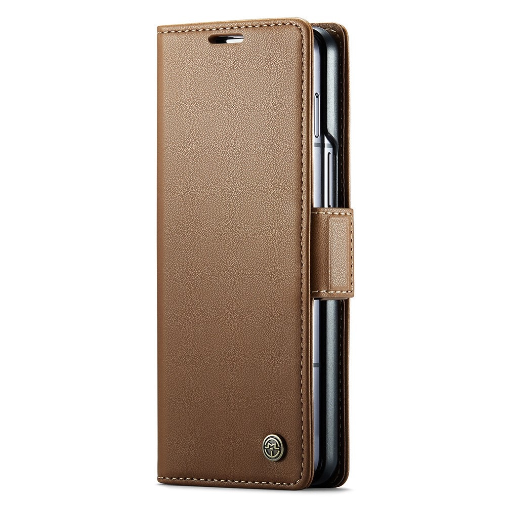 Samsung Galaxy Z Fold 5 RFID blocking Slim Wallet Case Brown