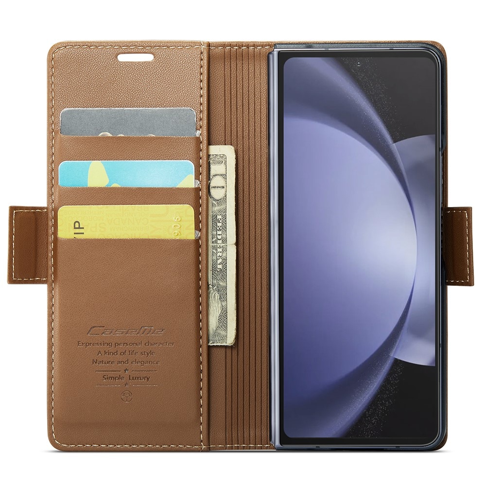 Samsung Galaxy Z Fold 6 RFID blocking Slim Wallet Case Brown