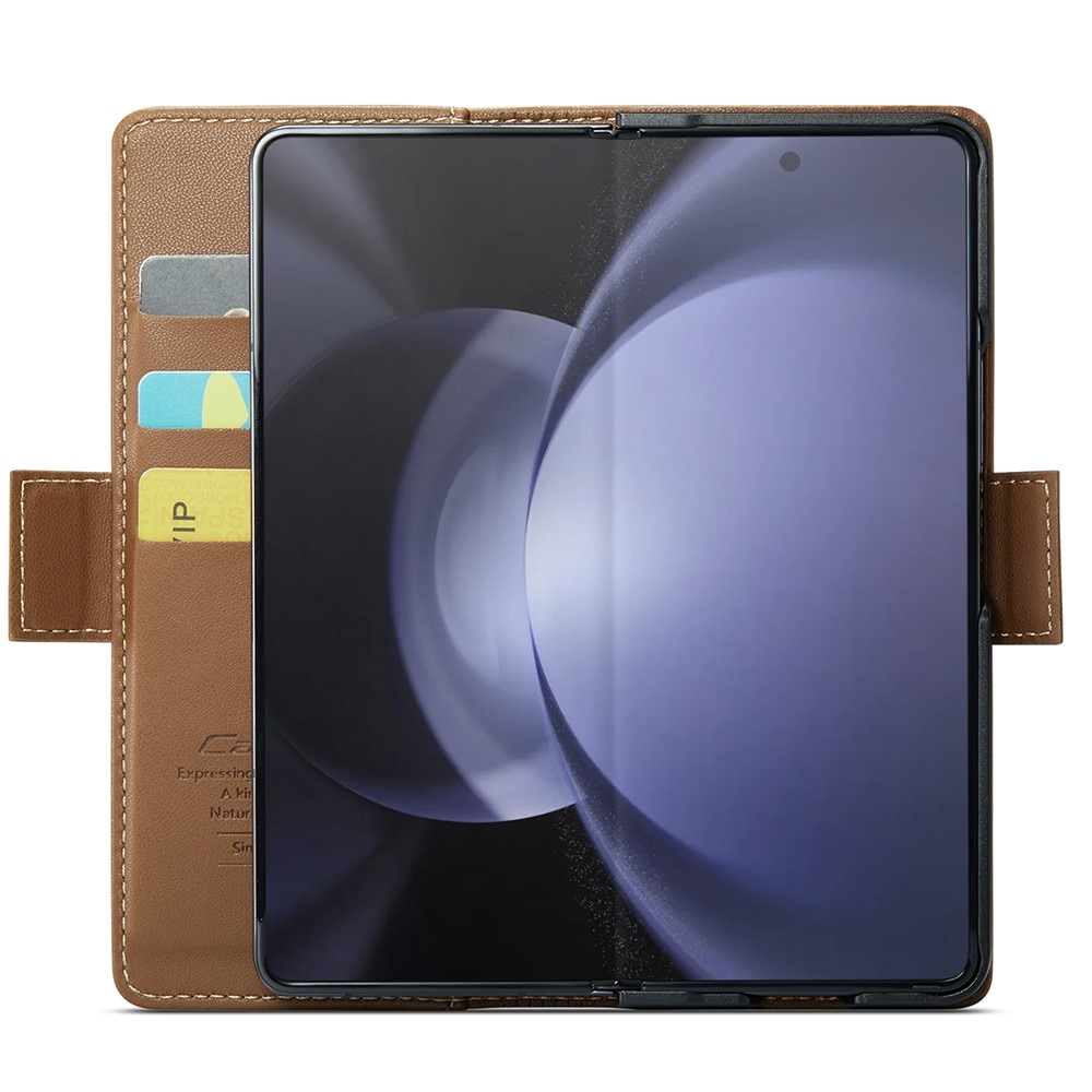 Samsung Galaxy Z Fold 5 RFID blocking Slim Wallet Case Brown