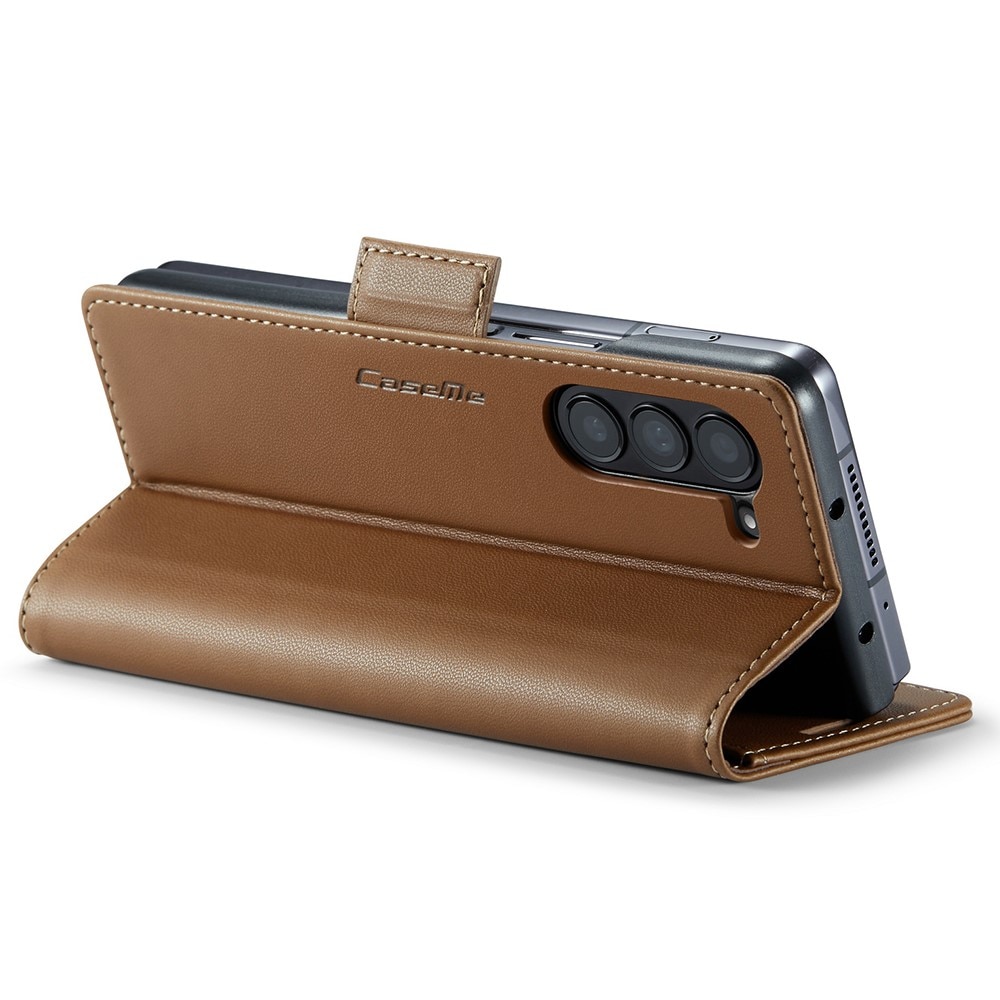 Samsung Galaxy Z Fold 6 RFID blocking Slim Wallet Case Brown