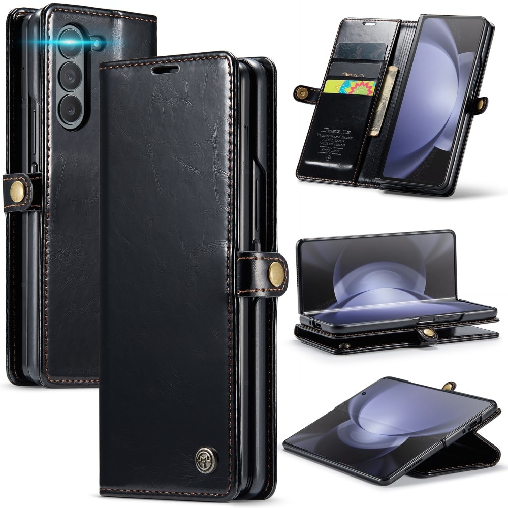 Samsung Galaxy Z Fold 5 Leather Cover Black