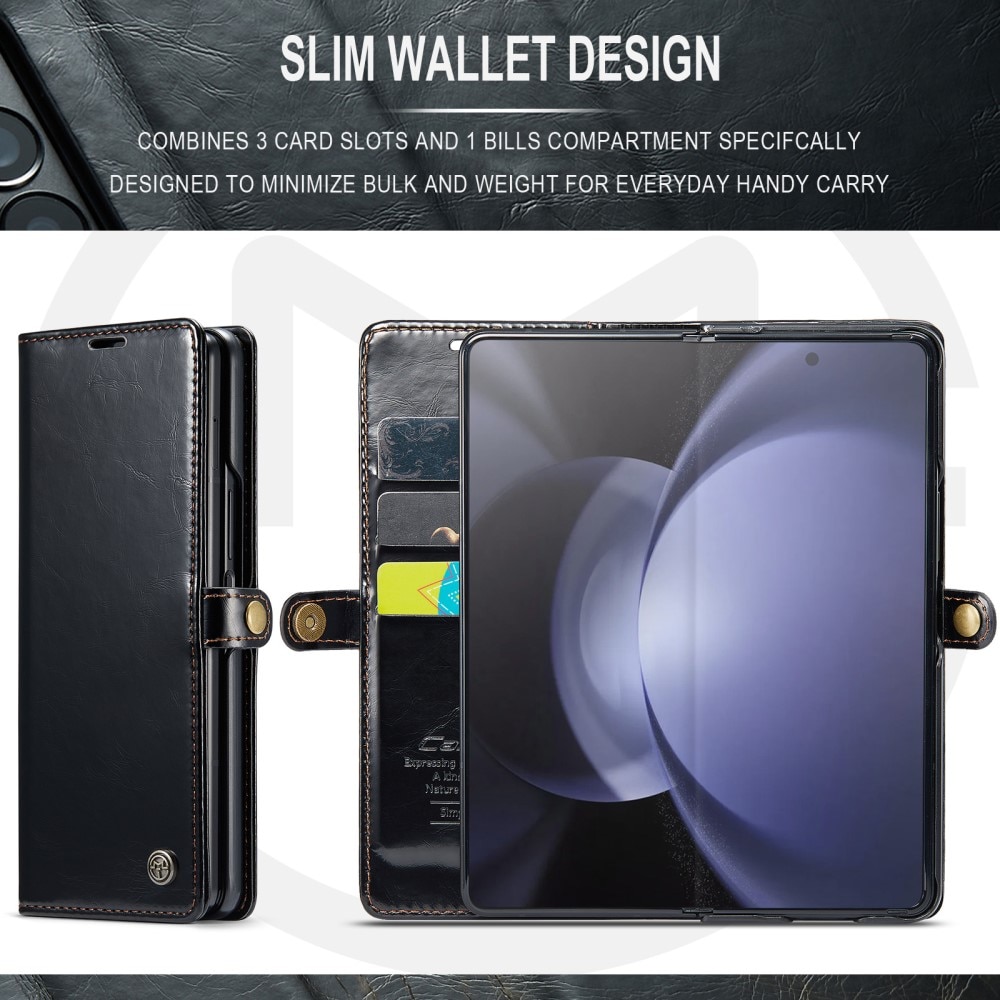 Samsung Galaxy Z Fold 5 Leather Cover Black
